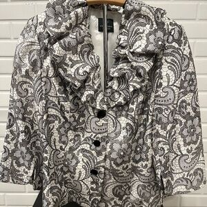 Adrianna Papell Monochrome Floral Blazer